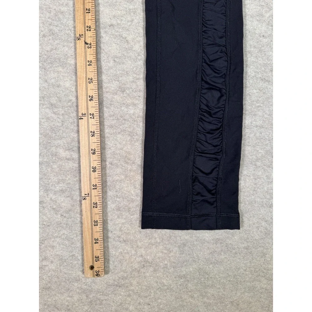 Lululemon‎ Leggings Womens 6 Black Mid Rise Ankle Ruffle Yoga Athletic Gym Pants